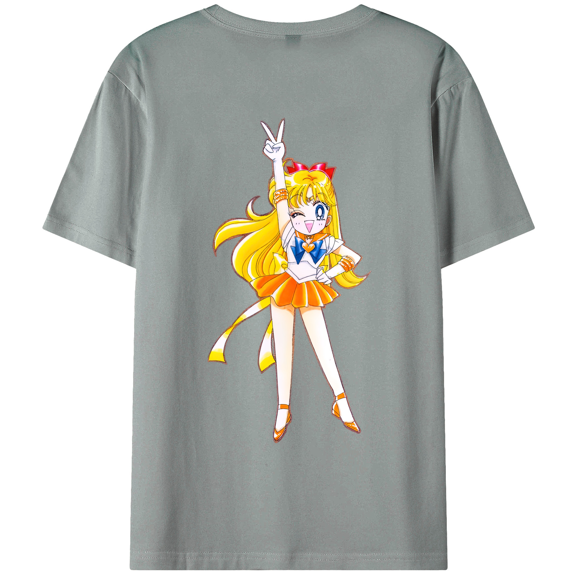 （画像用） 美少女戦士セーラームーン 愛野 美奈子 あいの みなこ Sailor Moon Aino Minako 綿100％ メンズ半袖Tシャツ（バックプリント） 通気性